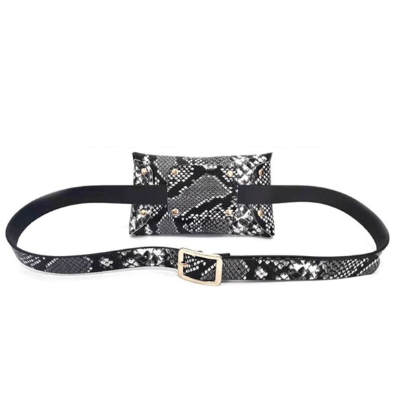 Belt Bag Mini snake print taupe - Picture 2 of 4